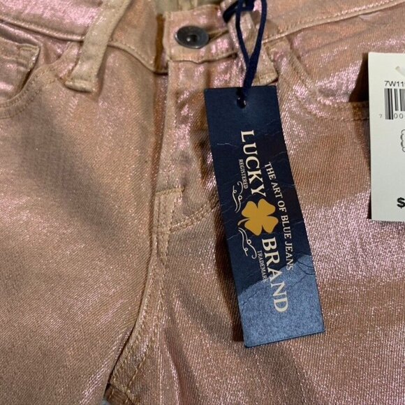 Lucky Brand Womens 25 Metallic Jeans Charlie Skinny Ankle Pink Low Rise Stretch - Picture 6 of 16